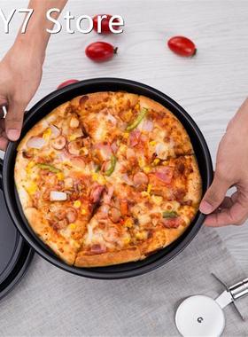 Round Pizza Plate Pizza Pan Deep Dish Tray Carbon Steel Non-