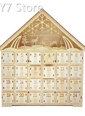 Elk Snowflake Wooden Christmas Countdown Calendar LED Lighte