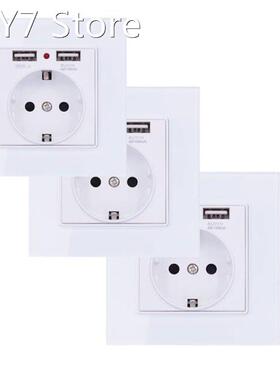 EU Standard Wall Electrical Power Socket with Dual Usb Ports