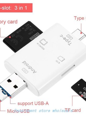 3-in-1 Memory Card Reader OTG Writer Adapter Card Reader for