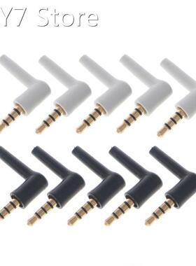10 Pcs Gold Plated 4 Pole 3.5mm 90 Degree Male Stereo Headph
