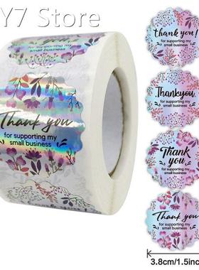 500 Pcs/roll Round Thank You For Supporting My Small Busines