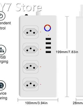 Brazil Smart Zigbee Power StripTuya Zigbee Outlet With 4 Plu