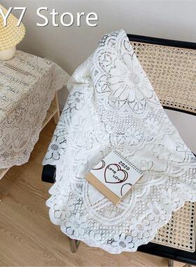 Bud silk Lace Tablecloth with Floral Patterns Scalloped Edge