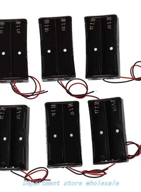 6 Pcs Black Plastic 2 x3.7V 18650 Type Battery Holder Box Ca
