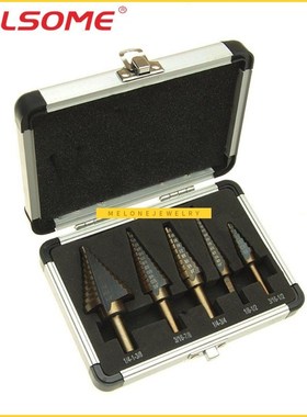 5pc HSS Cobalt Step Drill Bit Set itanium Cone Drill Hole Cu