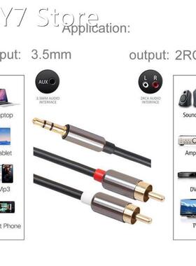 1M 3.5mm Male Jack To 2 RCA Male AUX Stereo Analog Audio Y A