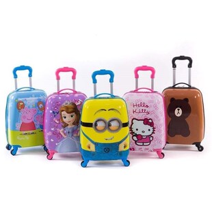kids suitcase children luggage travel shell bag draw-bar box