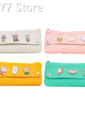 Kawaii Canvas Pencil Case for Girls Boys Pencilcase Cute Pen