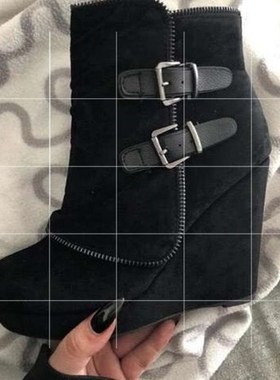 Female booties with wedge heels platForm   winter