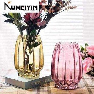Geometric vertical edge crystal glass vase living room craft