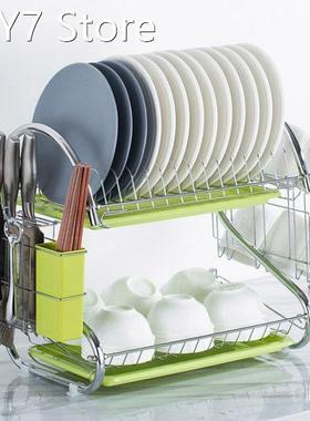 Large Dish Drying Rack Cup Drainer 2-Tier Strainer Holder Tr