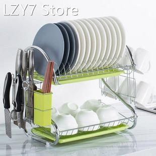 Large Dish Drying Rack Cup Drainer 2-Tier Strainer Holder Tr