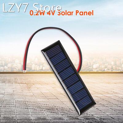 4V 0.2W Epoxy Solar Panel 8 Cells 2 Wires Outdoor Camp Mount