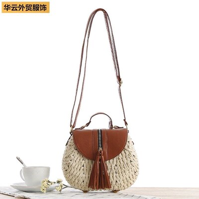 Paper rope woven bag Small fresh cross body straw woven bag