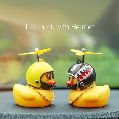 Car Cute Yellow Duck with Helmet Broken Wind Small Yellow Du