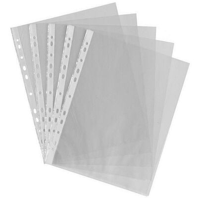 100Pcs/Lot A4 Clear Plastic Punched Pockets Folders Filing T