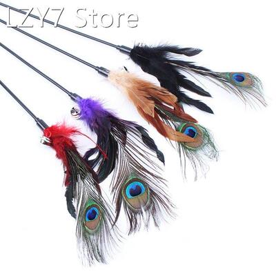 Pet Cat Toy Colorful Feather Rod Teaser Wand Kitten Pet Teas