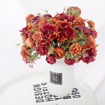 Rose Artificial Flowers High Quality Hydrangea Hybrid Bouque