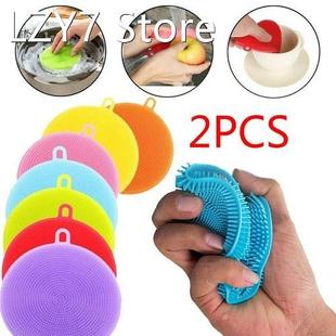 6 colors dish washing sponge scrubber Silicone Scrubbers wit
