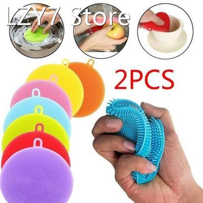 6 colors dish washing sponge scrubber Silicone Scrubbers wit