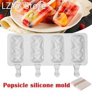 4 Cavities Homemade Ice Cream Silicone Mold Easy Make Popsic