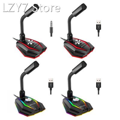 Desktop Capacitive USB Sound Card RGB Microphone Computer wi