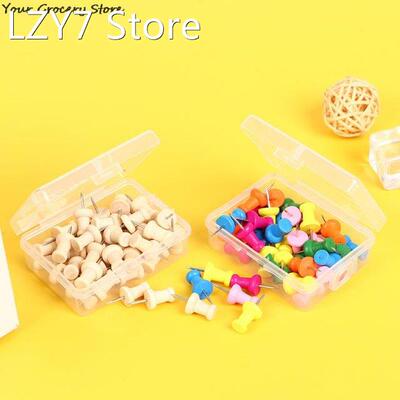 40pcs/box Map Thumbtacks Wood Push Pins Diy Thumb Tacks For