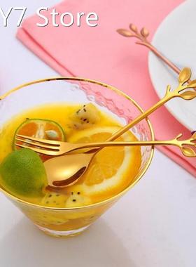 Branch Leaves Spoon And Fork Stainless Steel Coffee Dessert
