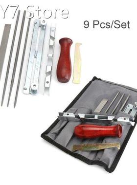 9pcs/set Chainsaw Sharpener Round Flat File Depth Gauge Hold