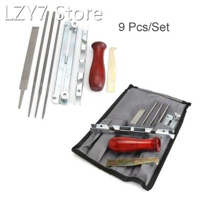 9pcs/set Chainsaw Sharpener Round Flat File Depth Gauge Hold