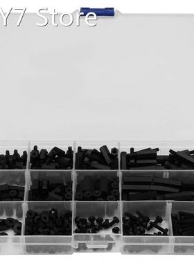 320Pcs Black Screw Set Nylon Two Way Hex Column Standoff Sp