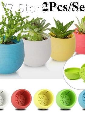 2Pcs/set Small Cute Round Home Garden Office Decor Planter P
