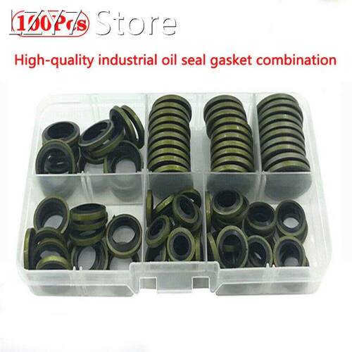 100pcs/box Bonded Metal Washer Rubber Oil Drain Plug Ring G
