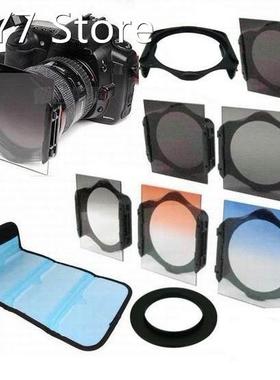 1pcs ring Adapter+ Graduated Orange Blue grey+ ND2 ND4 ND8+F