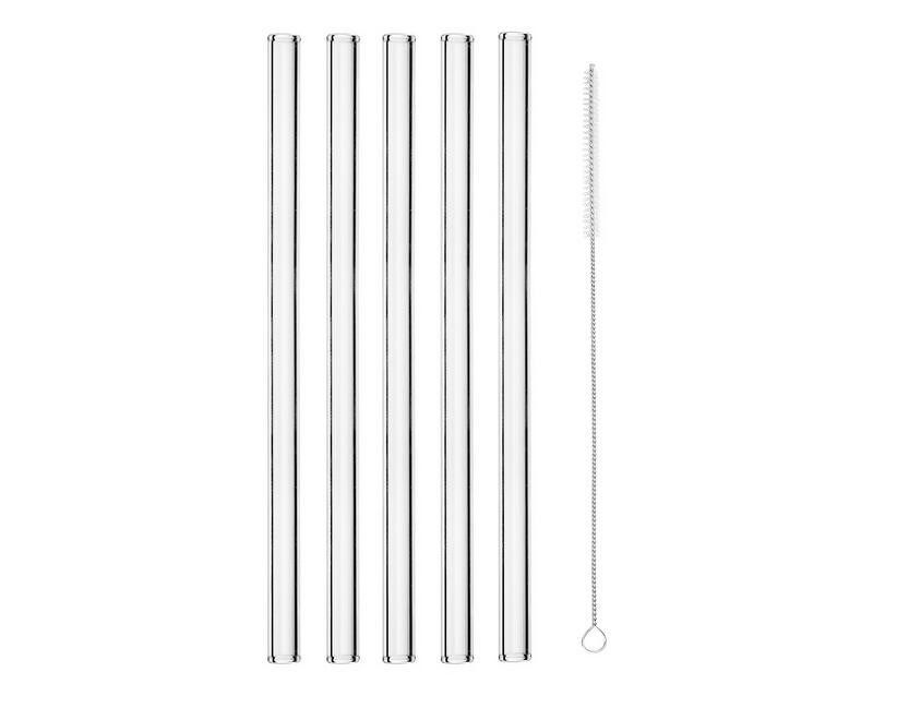 *behogar 5pcs 180 x 8 mm clear drinking glass straws 1pcs cl