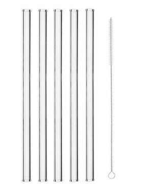 *Behogar 5pcs 180 x 8 mm Clear Drinking Glass Straws 1pcs Cl