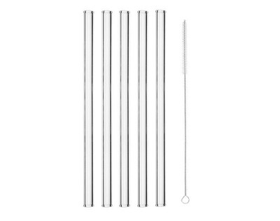 *Behogar 5pcs 180 x 8 mm Clear Drinking Glass Straws 1pcs Cl