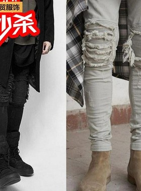 Set men feet of foreign trade jeans Stch cotton pants