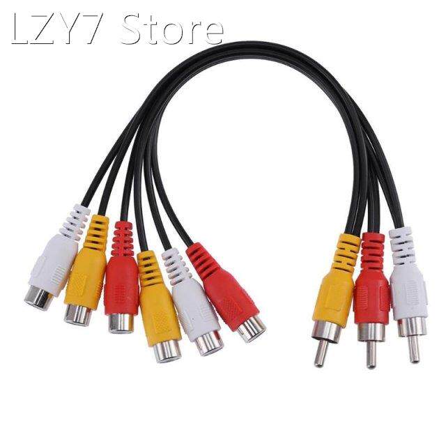 ALLOYSEED 25cm 3 RCA Male to 6 RCA Female Plug Audio Video A - 实物图