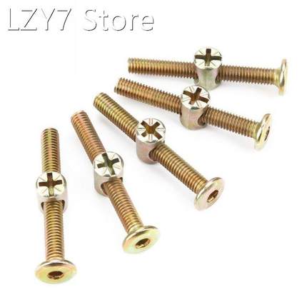 10Pcs M6 Carbon Steel Connector Bolts 50mm Furniture Bolt W/