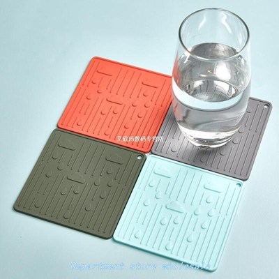 PVC Coaster Cup Mat Set Colorful Insulation Pad Striped Clou