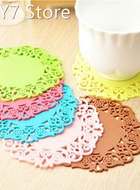 Silicone heat insulation pad Tea coaster Hollow Lace Flower