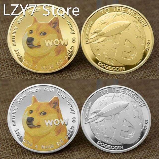 beautiful wow gold silver plated dogecoin commemorative coin
