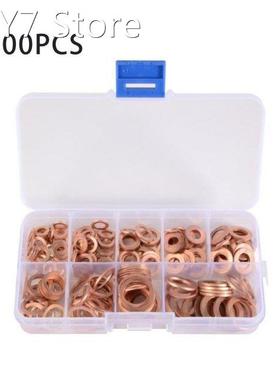 200Pcs M5-M14 Assorted Solid Copper Gasket Washer Seal Flat