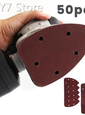 50pcs Self-adhesive Sandpaper Triangle 5 holes Delta SanderH