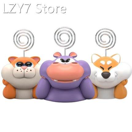K1KF Cute Cartoon Animals Clip Card Note Holder Desktop Mess