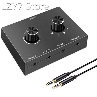 4 Port Audio Switch, 3.5mm Audio Switcher, Stereo AUX Audio