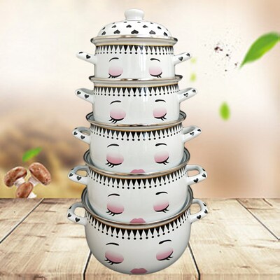 Enamel Soup stew pot milk pan Cooking Pot Induction gas Cook