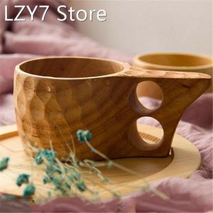Chinese Portable Wood Coffee Mug Rubber Wooden Tea Milk Cups